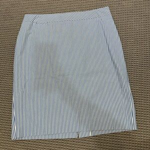 J. Crew White and Blue Seersucker Pencil Skirt